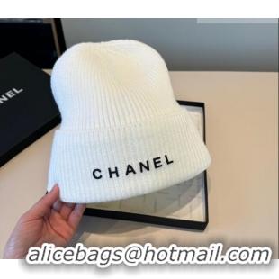 Luxury Cheap Chanel Knit Hat with Letters CH010515 White 2026