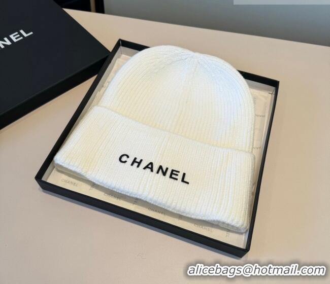 Luxury Cheap Chanel Knit Hat with Letters CH010515 White 2026