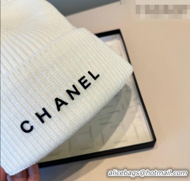Luxury Cheap Chanel Knit Hat with Letters CH010515 White 2026