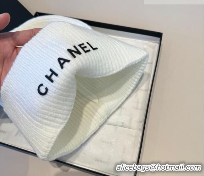 Luxury Cheap Chanel Knit Hat with Letters CH010515 White 2026