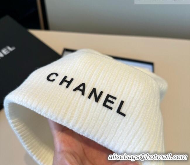 Luxury Cheap Chanel Knit Hat with Letters CH010515 White 2026