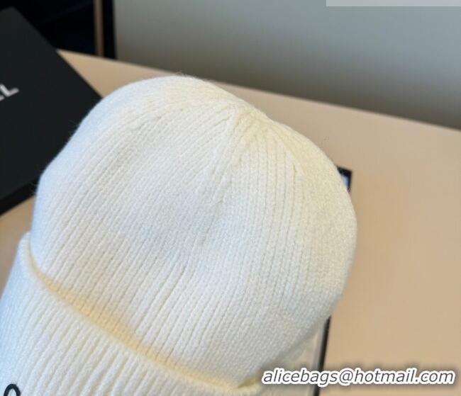 Luxury Cheap Chanel Knit Hat with Letters CH010515 White 2026