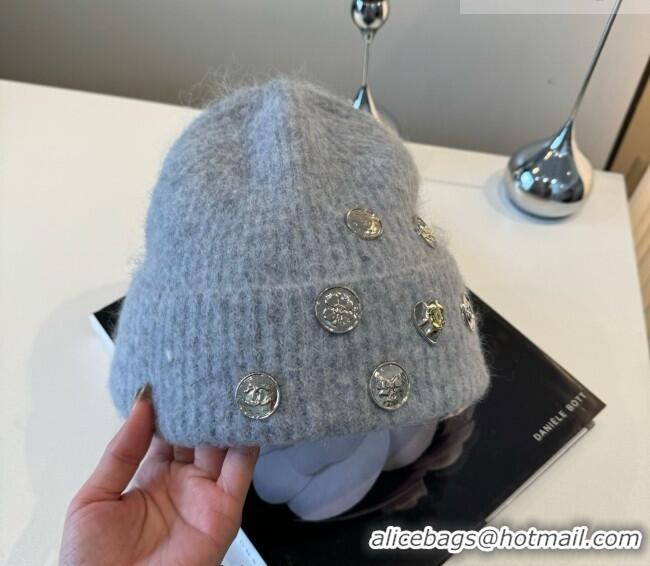 Buy Classic Chanel Knit Hat with Charms CH010517 Light Grey 2026
