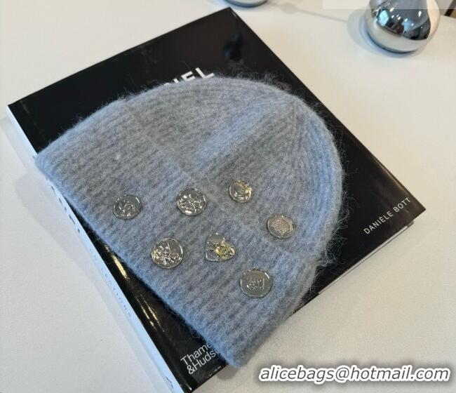 Buy Classic Chanel Knit Hat with Charms CH010517 Light Grey 2026