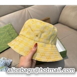 Fashion Discount Gucci GG Canvas Bucket Hat GG010513 Yellow 2026