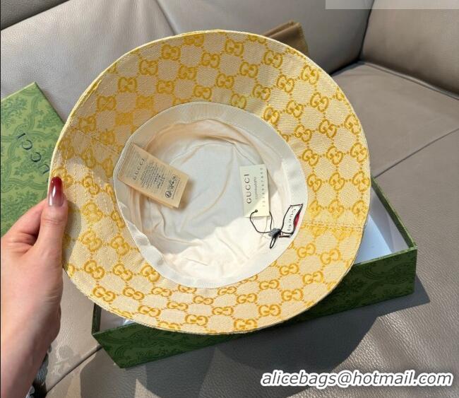 Fashion Discount Gucci GG Canvas Bucket Hat GG010513 Yellow 2026