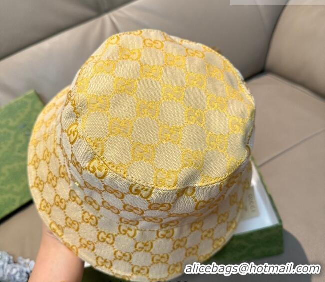Fashion Discount Gucci GG Canvas Bucket Hat GG010513 Yellow 2026