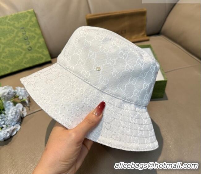 Buy Discount Gucci GG Canvas Bucket Hat GG010513 White 2026