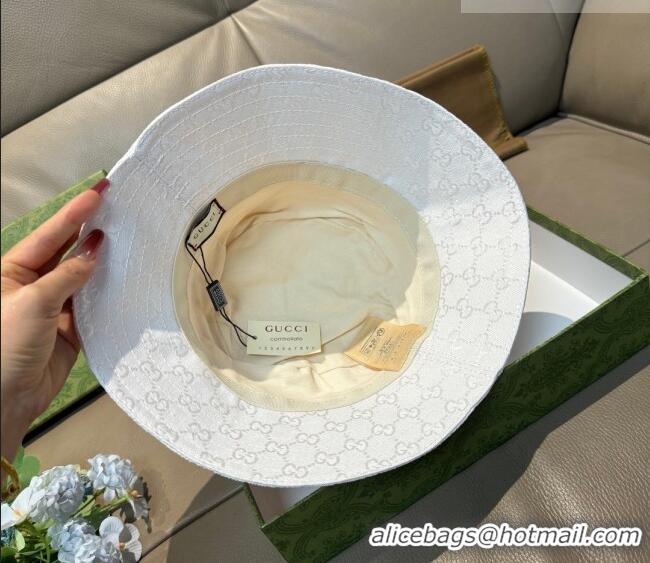Buy Discount Gucci GG Canvas Bucket Hat GG010513 White 2026