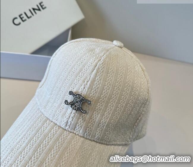 Best Price Celine Baseball Hat with Strass CE010516 White 2026