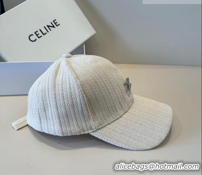 Best Price Celine Baseball Hat with Strass CE010516 White 2026