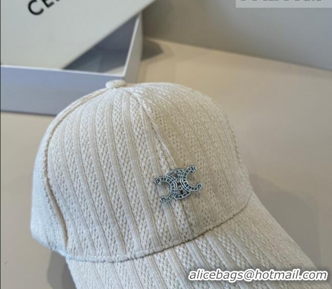 Best Price Celine Baseball Hat with Strass CE010516 White 2026