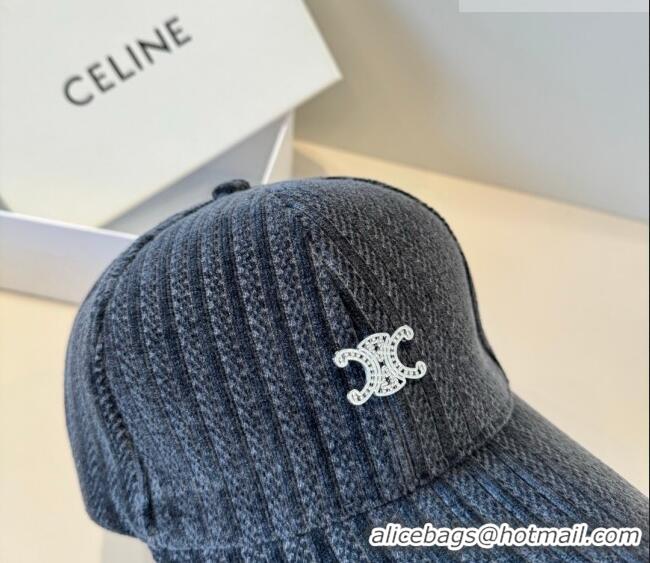 Shop Grade Celine Baseball Hat with Strass CE010516 Grey 2026