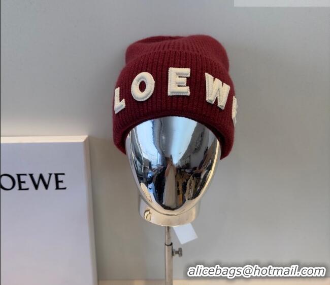 New Cheap Loewe Knit Hat LW010516 Red 2026