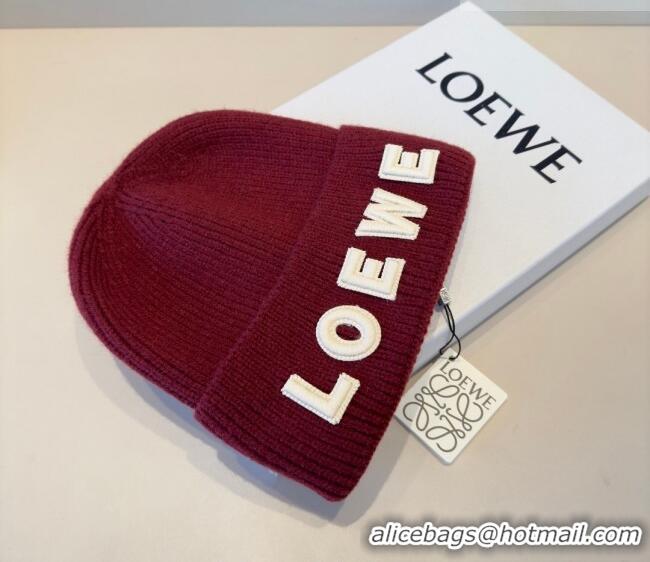 New Cheap Loewe Knit Hat LW010516 Red 2026