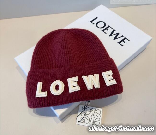 New Cheap Loewe Knit Hat LW010516 Red 2026