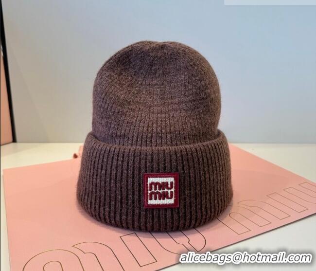 Good Looking Miu Miu Knit Hat MIU010516 Brown 2026