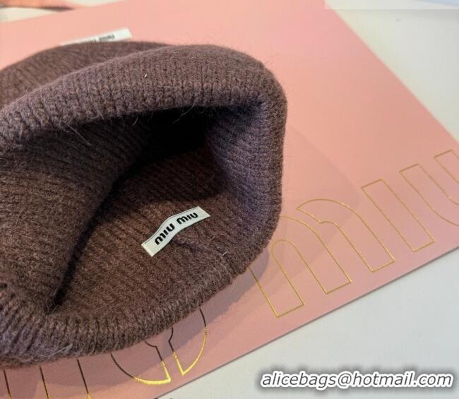 Good Looking Miu Miu Knit Hat MIU010516 Brown 2026