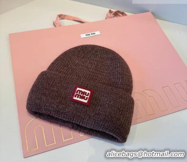 Good Looking Miu Miu Knit Hat MIU010516 Brown 2026