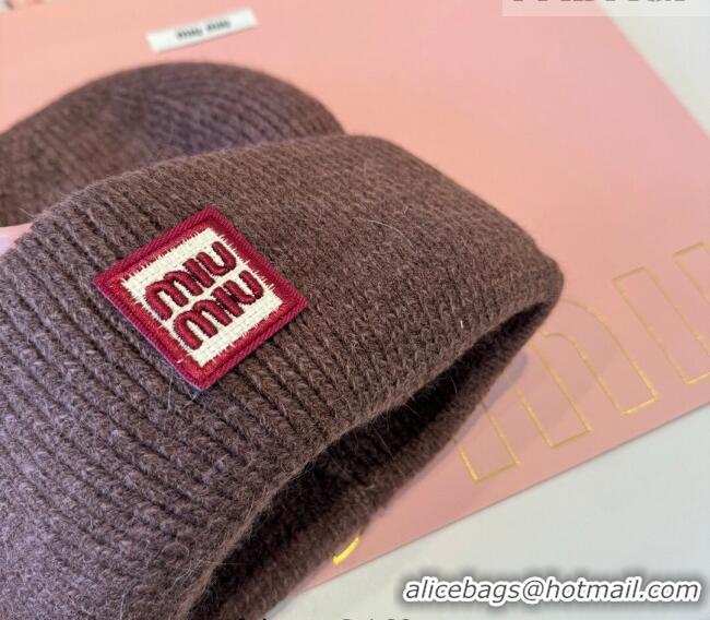 Good Looking Miu Miu Knit Hat MIU010516 Brown 2026