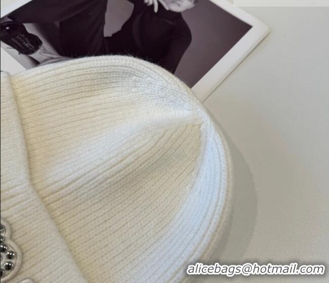 Good Quality Miu Miu Knit Hat with Studs MIU010516 White 2026