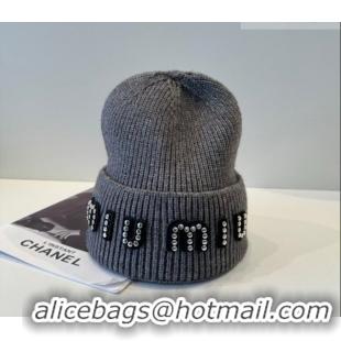 Top Grade Miu Miu Knit Hat with Studs MIU010516 Grey 2026