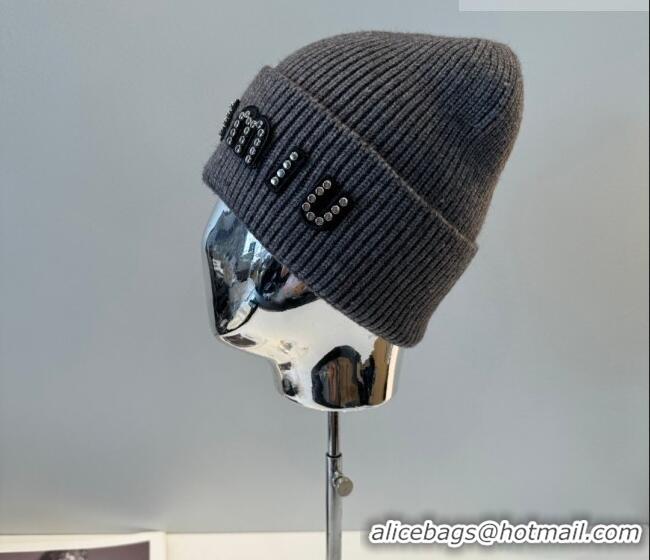 Top Grade Miu Miu Knit Hat with Studs MIU010516 Grey 2026