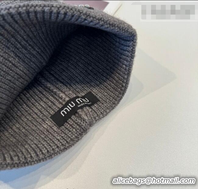 Top Grade Miu Miu Knit Hat with Studs MIU010516 Grey 2026