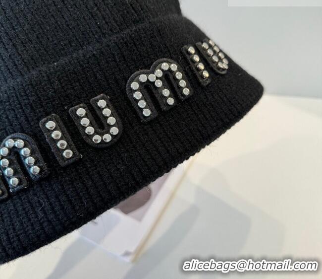 Market Sells Miu Miu Knit Hat with Studs MIU010516 Black 2026