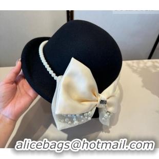 Top Design Miu Miu Wool Bucket Hat with Bow MIU010517 Black 2026