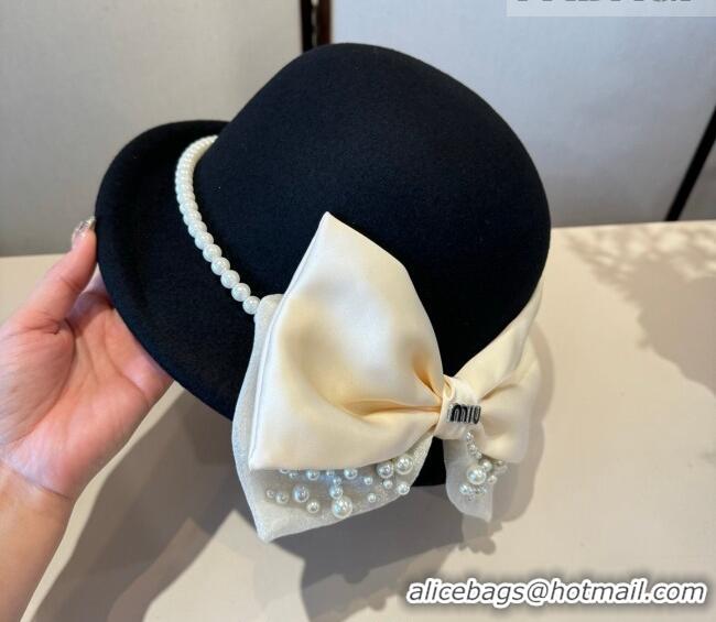 Top Design Miu Miu Wool Bucket Hat with Bow MIU010517 Black 2026