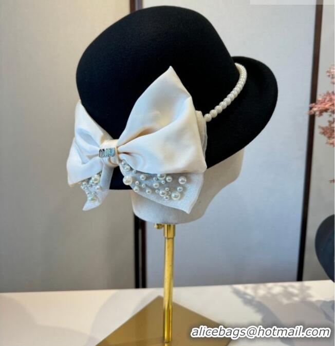 Top Design Miu Miu Wool Bucket Hat with Bow MIU010517 Black 2026