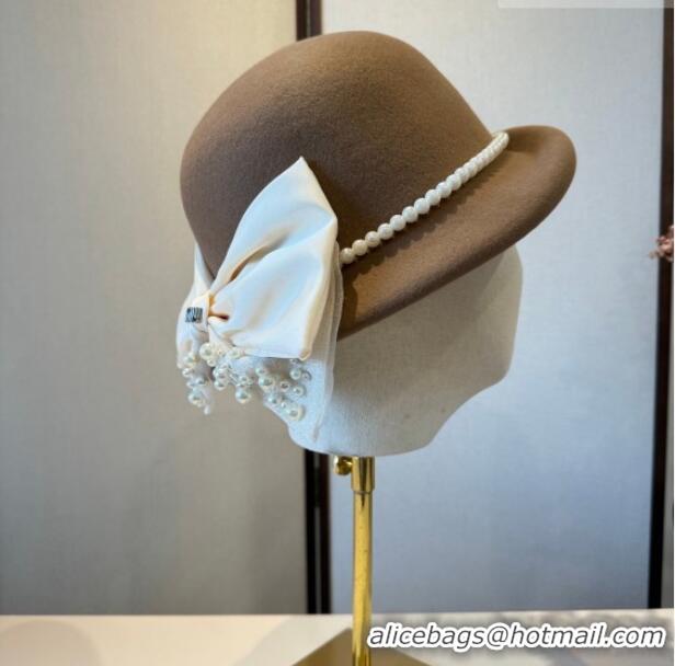 Low Cost Miu Miu Wool Bucket Hat with Bow MIU010517 Beige 2026