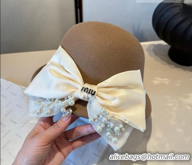 Low Cost Miu Miu Wool Bucket Hat with Bow MIU010517 Beige 2026