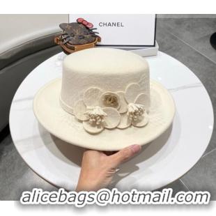Best Product Miu Miu Wool Wide Brim Hat with Bloom CH010518 White 2026