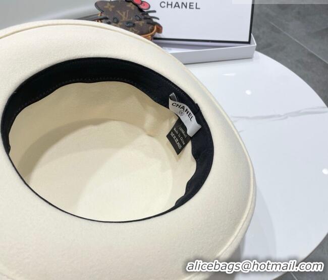 Best Product Miu Miu Wool Wide Brim Hat with Bloom CH010518 White 2026