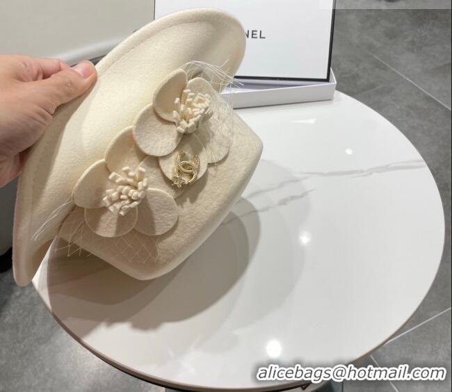 Best Product Miu Miu Wool Wide Brim Hat with Bloom CH010518 White 2026