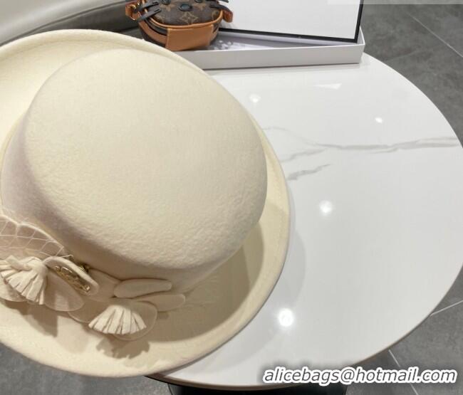 Best Product Miu Miu Wool Wide Brim Hat with Bloom CH010518 White 2026