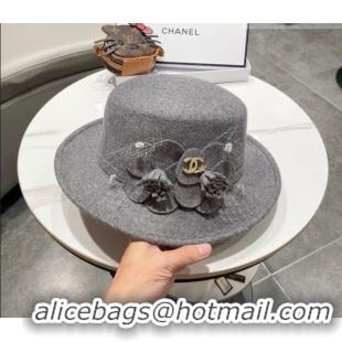 Best Price Miu Miu Wool Wide Brim Hat with Bloom CH010518 Grey 2026