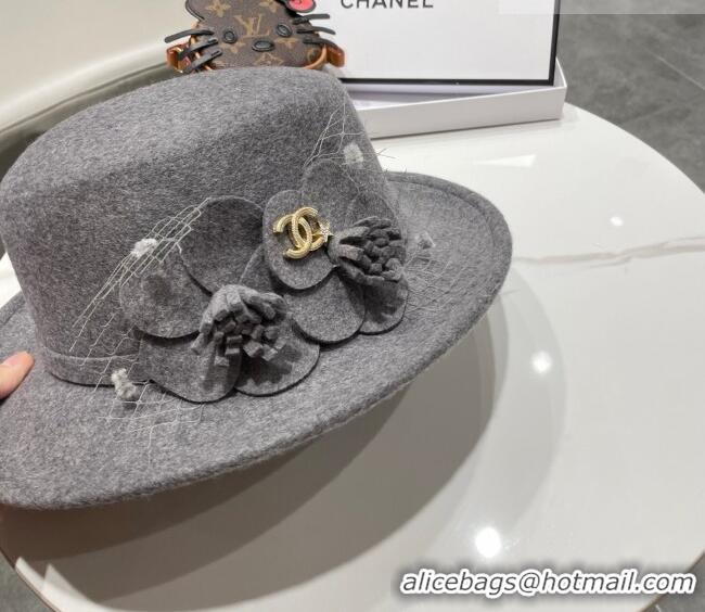 Best Price Miu Miu Wool Wide Brim Hat with Bloom CH010518 Grey 2026