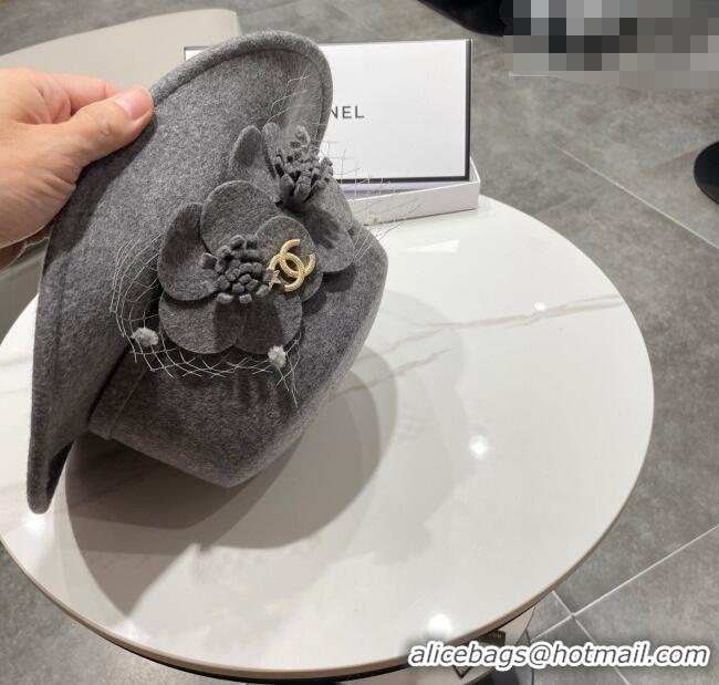 Best Price Miu Miu Wool Wide Brim Hat with Bloom CH010518 Grey 2026
