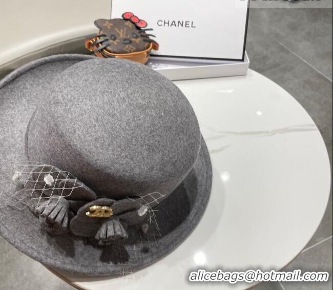 Best Price Miu Miu Wool Wide Brim Hat with Bloom CH010518 Grey 2026