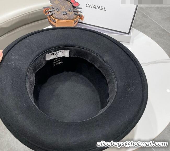 Well Crafted Miu Miu Wool Wide Brim Hat with Bloom CH010518 Black 2026