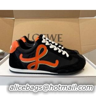 Duplicate Loewe Ballet Runner 2.0 Sneakers in Nylon and Suede Black/Orange 1210045