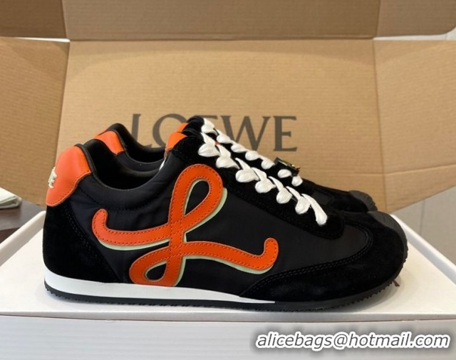 Duplicate Loewe Ballet Runner 2.0 Sneakers in Nylon and Suede Black/Orange 1210045
