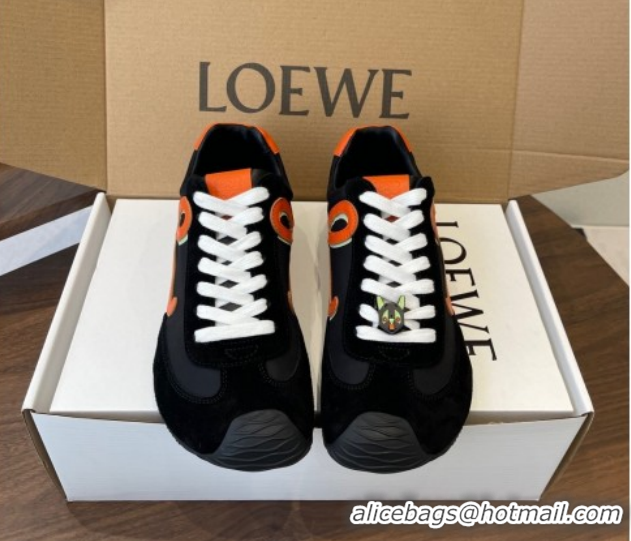 Duplicate Loewe Ballet Runner 2.0 Sneakers in Nylon and Suede Black/Orange 1210045