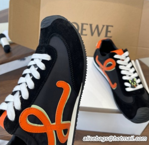 Duplicate Loewe Ballet Runner 2.0 Sneakers in Nylon and Suede Black/Orange 1210045