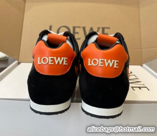 Duplicate Loewe Ballet Runner 2.0 Sneakers in Nylon and Suede Black/Orange 1210045