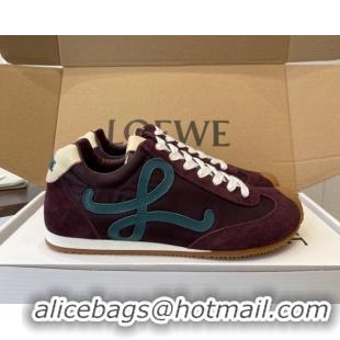 Perfect Loewe Ballet Runner 2.0 Sneakers in Nylon and Suede Brown/Green 1210046