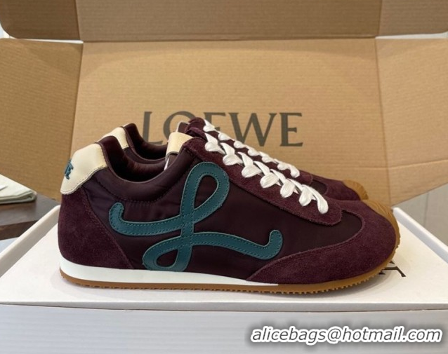 Perfect Loewe Ballet Runner 2.0 Sneakers in Nylon and Suede Brown/Green 1210046